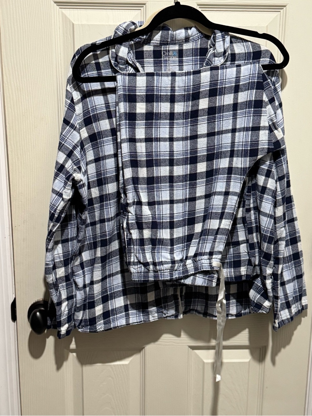 Croft & Barrow Flannel Pajama Set | Navy Blue Plaid | XL